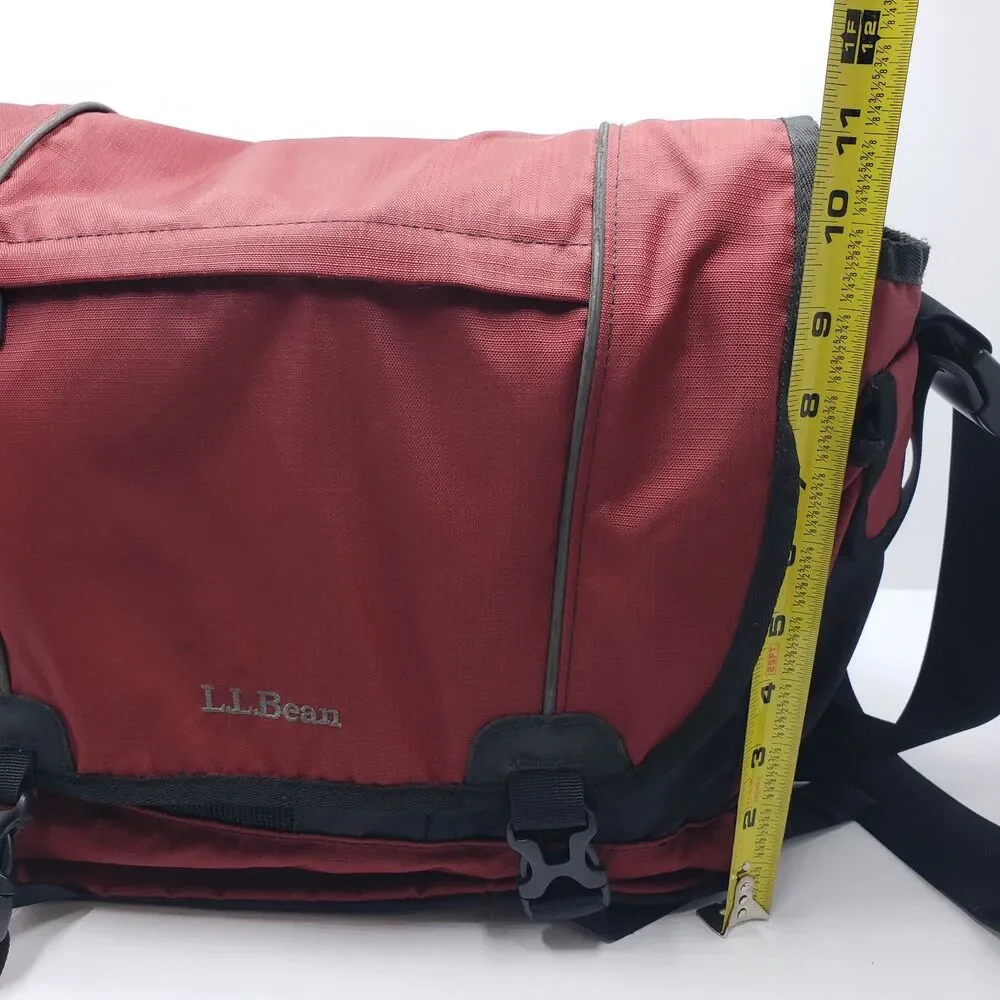 LL Bean Red Travel Messenger Bag Laptop Sleeve Carry On Organizer Crossbody